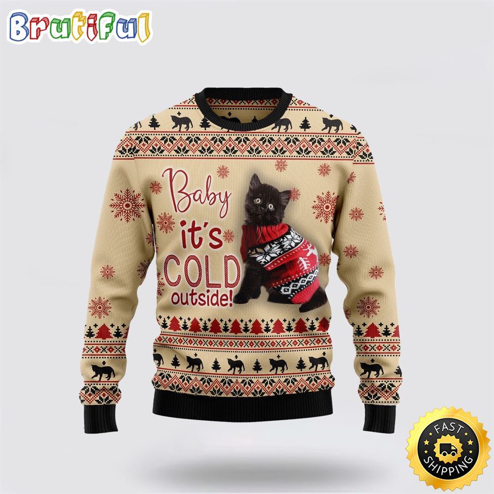Black Cat Baby Ugly Christmas Sweater Perfect Christmas Gift For Cat Lover 1