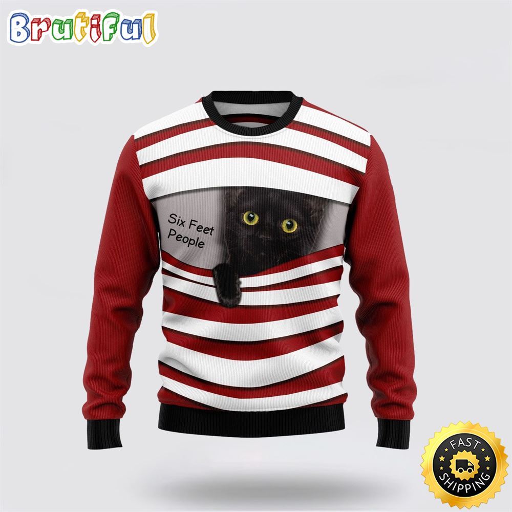 Black Cat Six Feet Ugly Christmas Sweater Perfect Christmas Gift For Cat Lover 1 ynzwfh