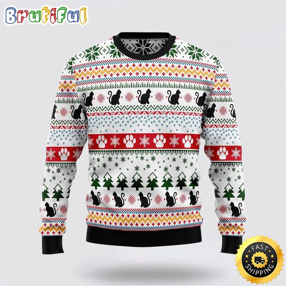 Black Cat Ugly Christmas Sweater Perfect Gift For Cat Lover 1 n0bxix