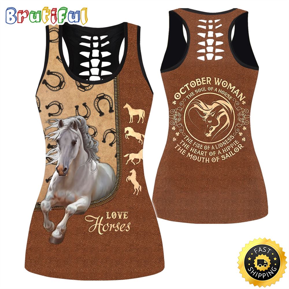 Black October Girl All Over Print 3D Tank Top Love Horses Gift For Women 1 iv7c8g