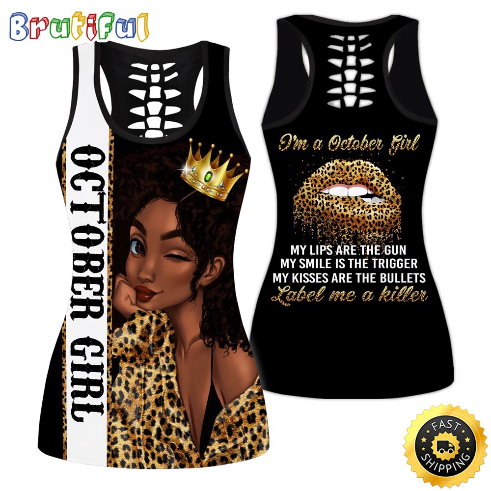 Black October Girl All Over Print 3D Tank Top My Lips Are The Gun Gift For Women 1 bulzym