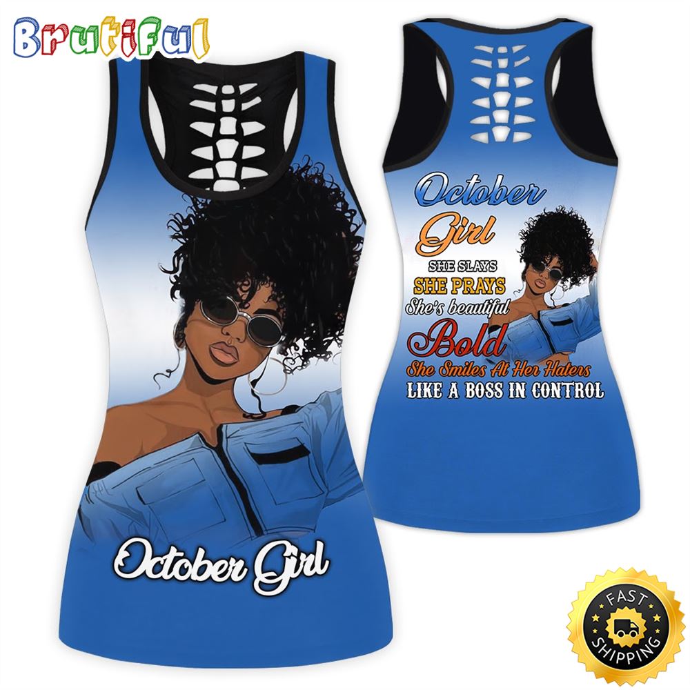 Black October Girl All Over Print 3D Tank Top She Slays Gift For Women 1 sl6ecy