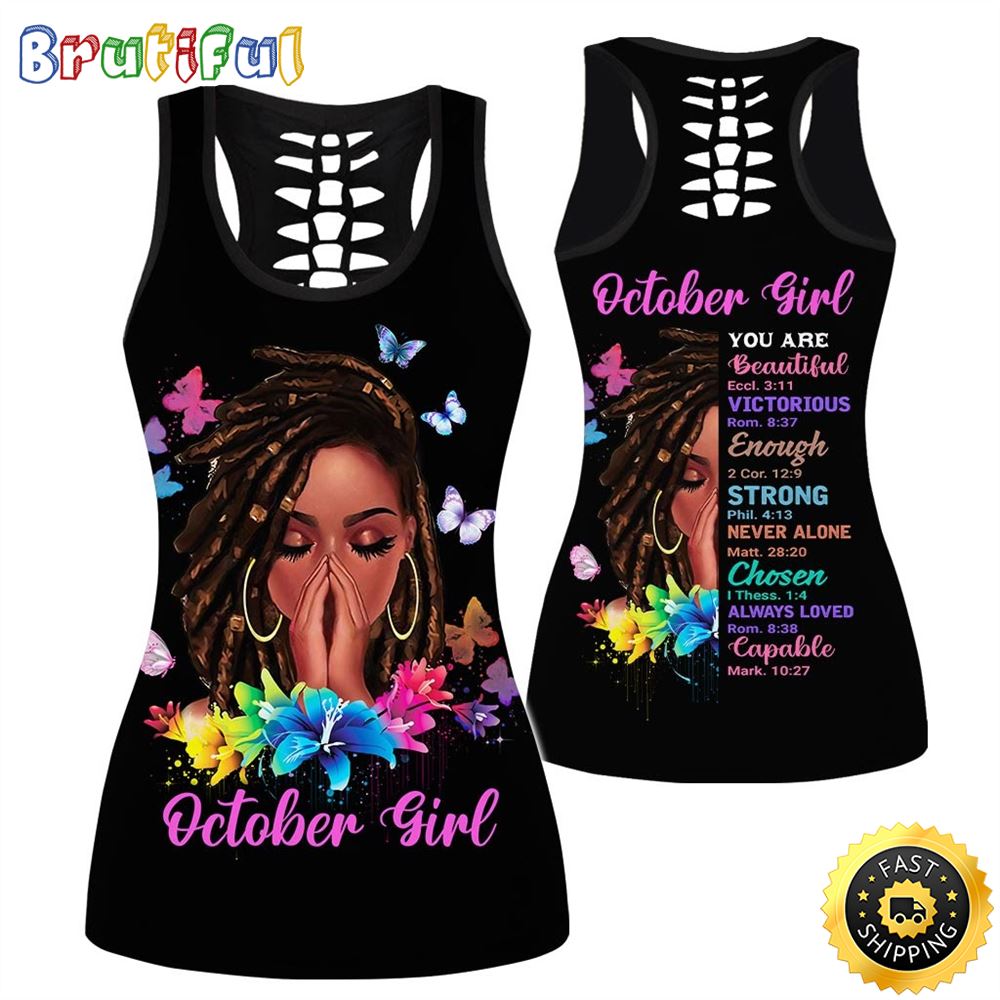 Black October Girl All Over Print 3D Tank Top You Are Beautiful Gift For Women 1 whoirw