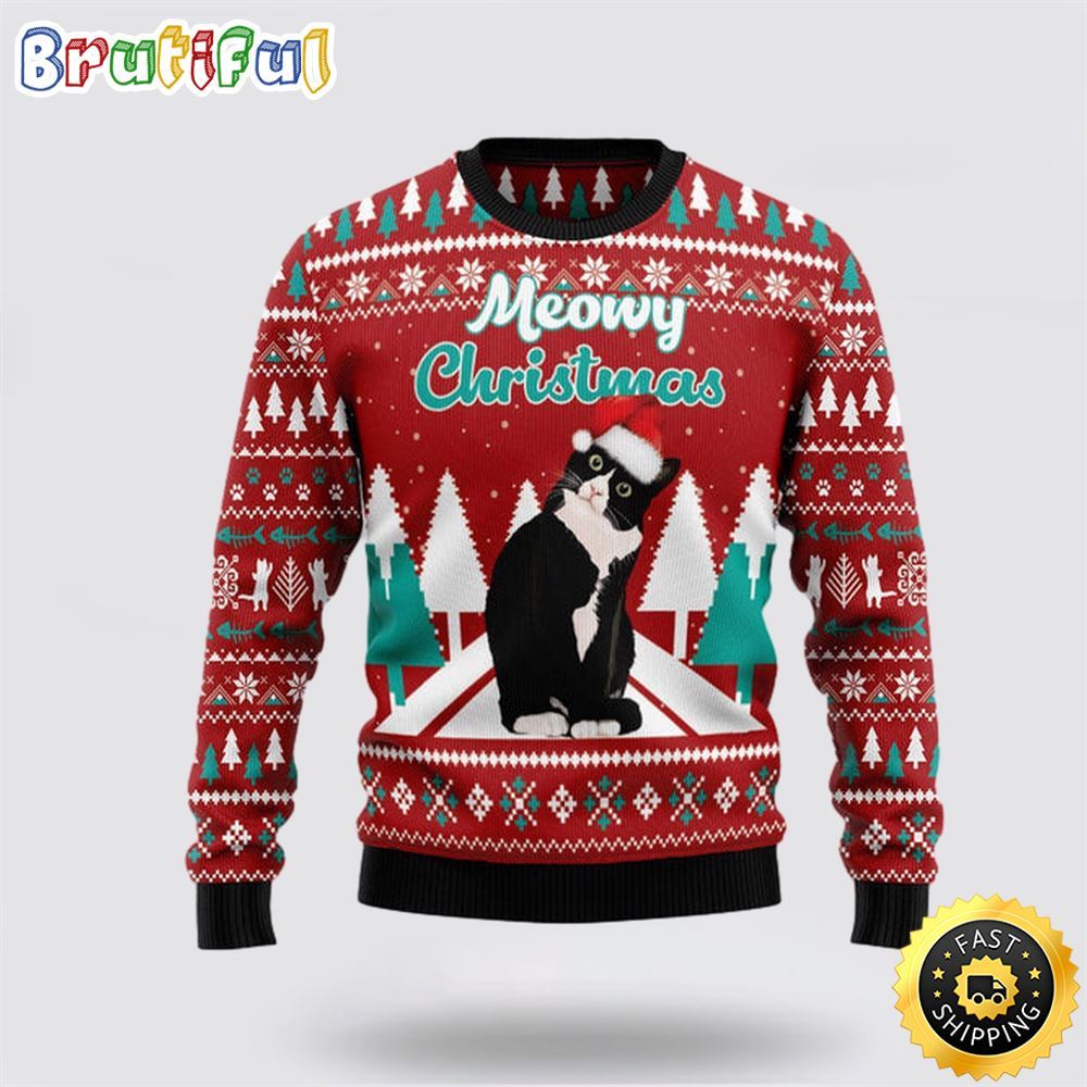 Black cat Meowy Christmas Ugly Christmas Sweater Perfect Christmas Gift For Cat Lover 1 mt3fmv