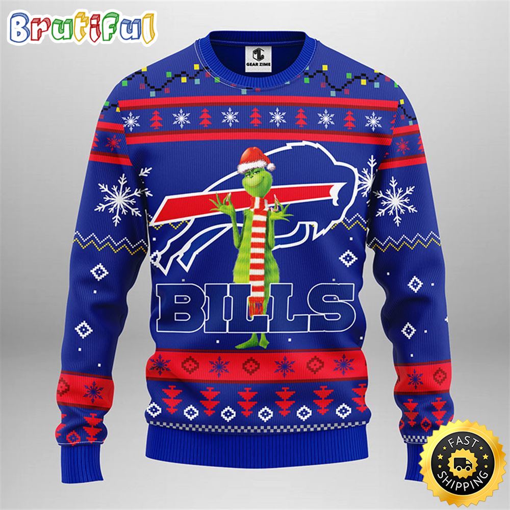 Buffalo Bills Christmas Ugly Sweater Print Funny Grinch Show Your Team Spirit 1 rom4gc