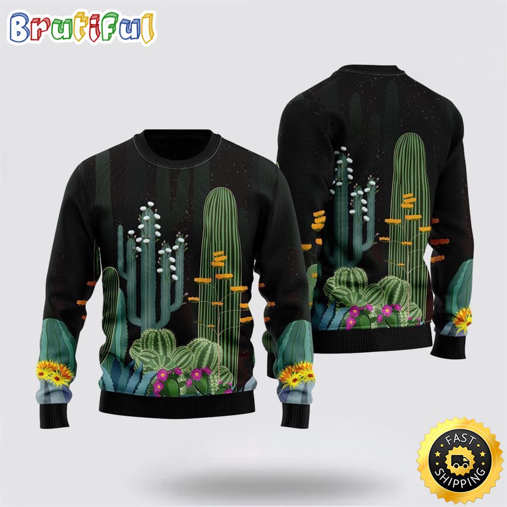 Cactus Garden At Night Green Ugly Christmas Sweater Christmas Gift For That Everyone Will Love 1 mrwi1n