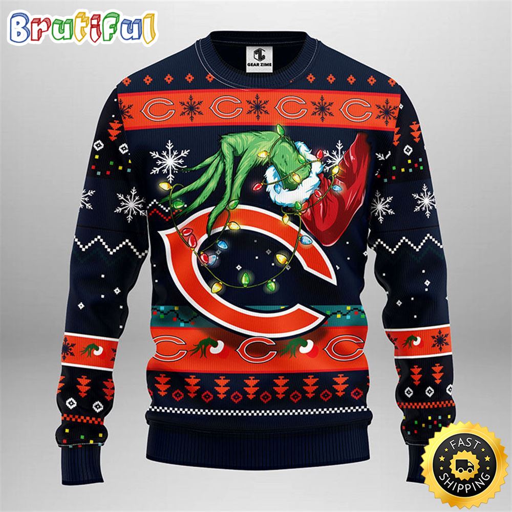 Chicago Bears Christmas Ugly Sweater Grinch Show Your Team Spirit 1 qkddqw