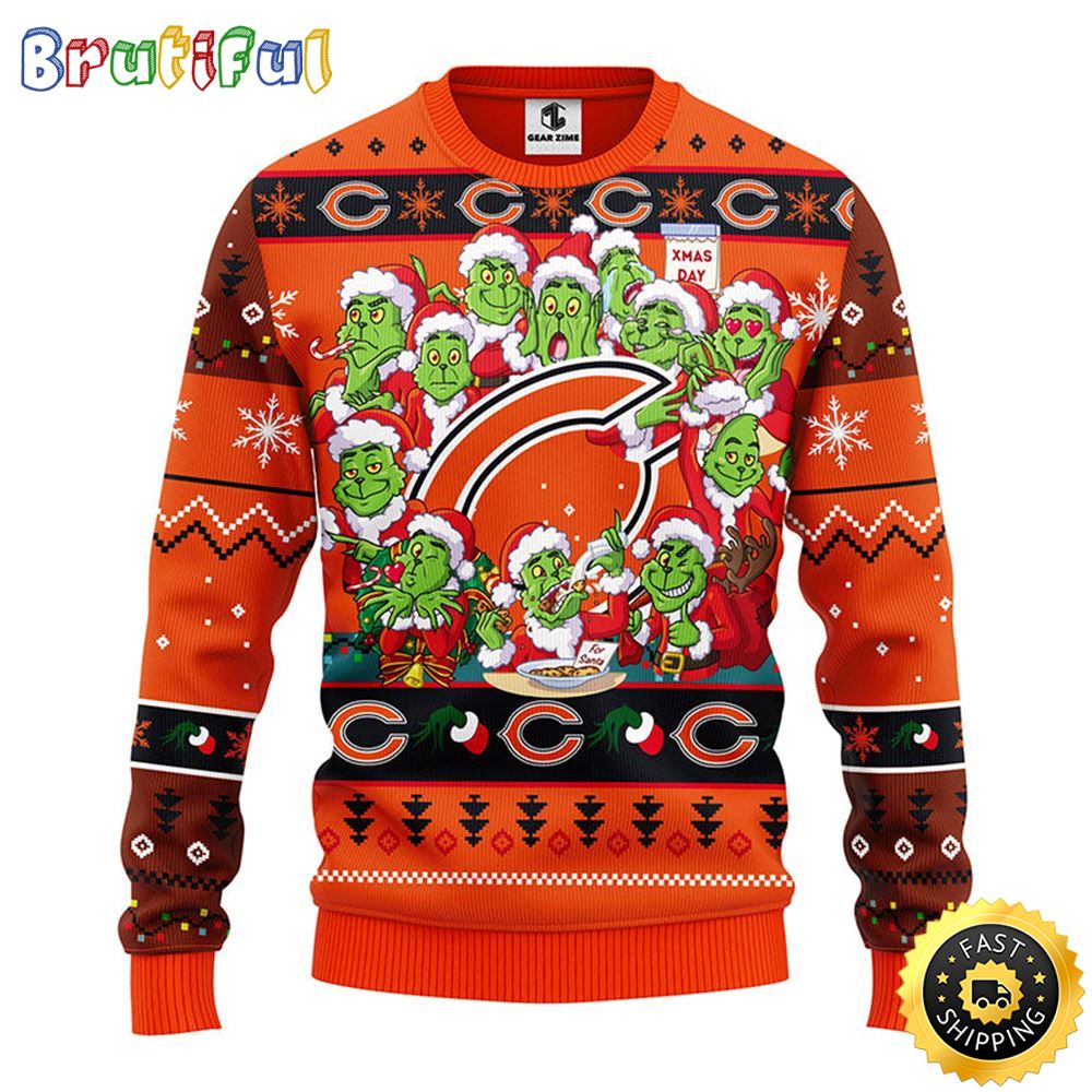 Chicago Bears Christmas Ugly Sweater Print 12 Grinch Xmas Day Show Your Team Spirit 1 cgab1y