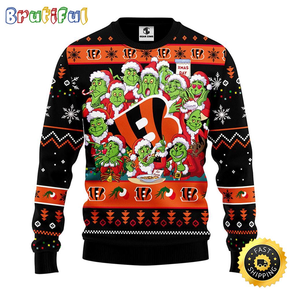 Cincinnati Bengals Christmas Ugly Sweater Print 12 Grinch Xmas Day Show Your Team Spirit 1 k53li1