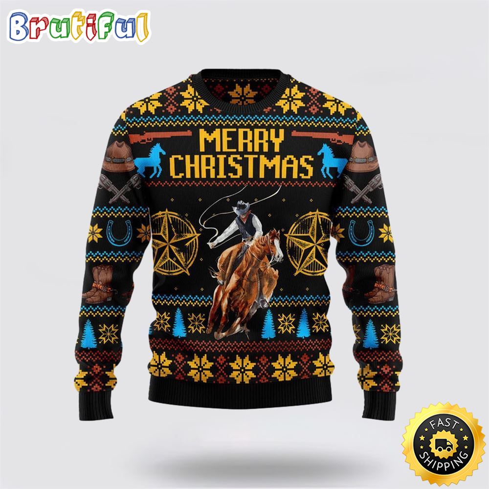 Cowboy Merry Christmas Funny Ugly Christmas Sweater Christmas Gift For That Everyone Will Love 1 jumqqb