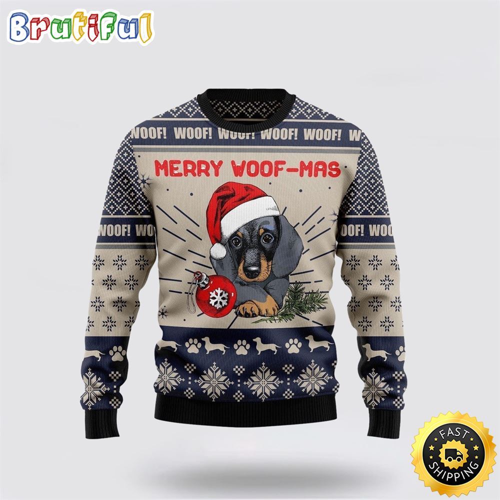 Dachshund Merry Woofmas Ugly Christmas Sweater Show Your Love For Your Furry Friend 1 z3zcgr
