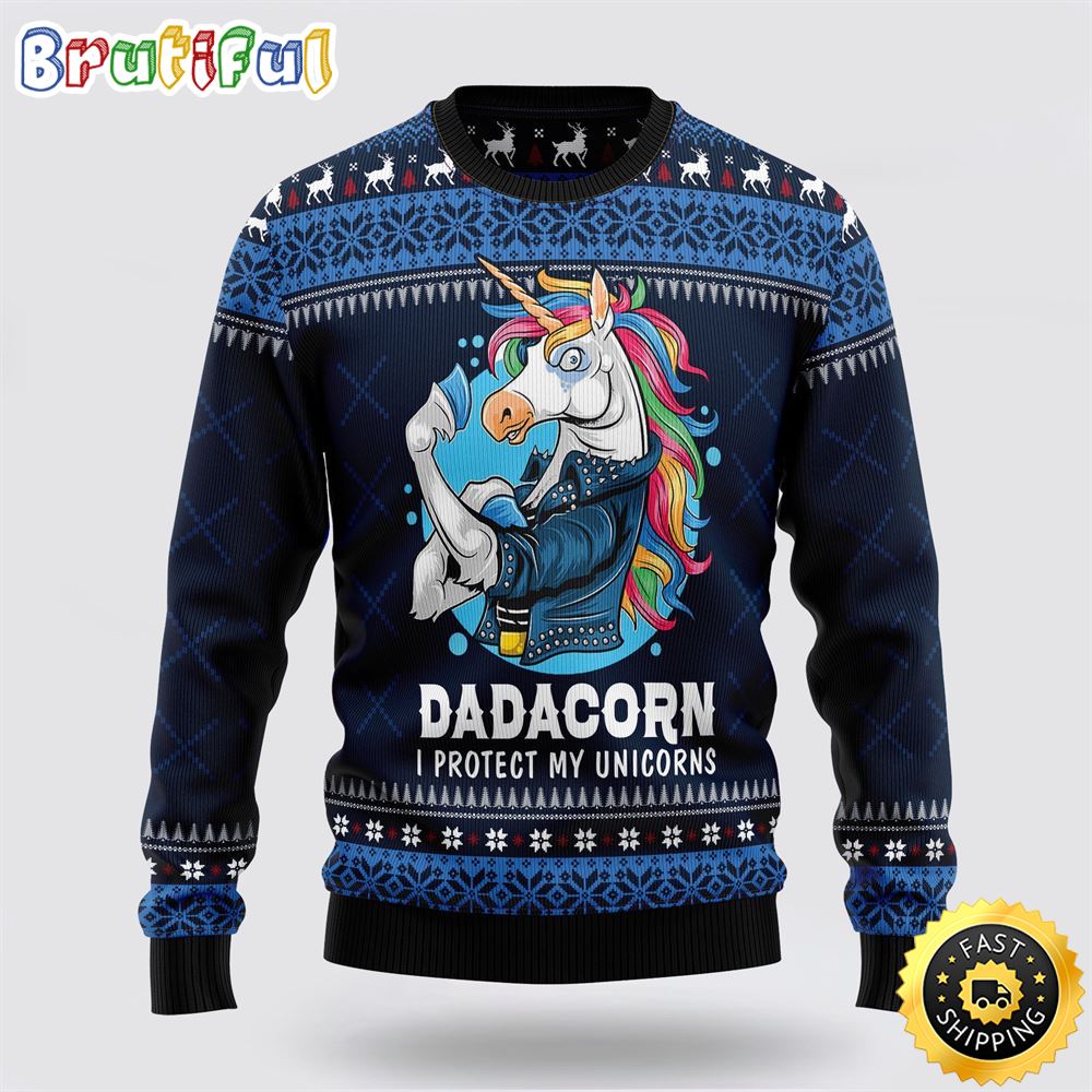 Dadacorn Protector Of My Unicorns Ugly Christmas Sweater Perfect Gifts For Friends 1 vbspzm