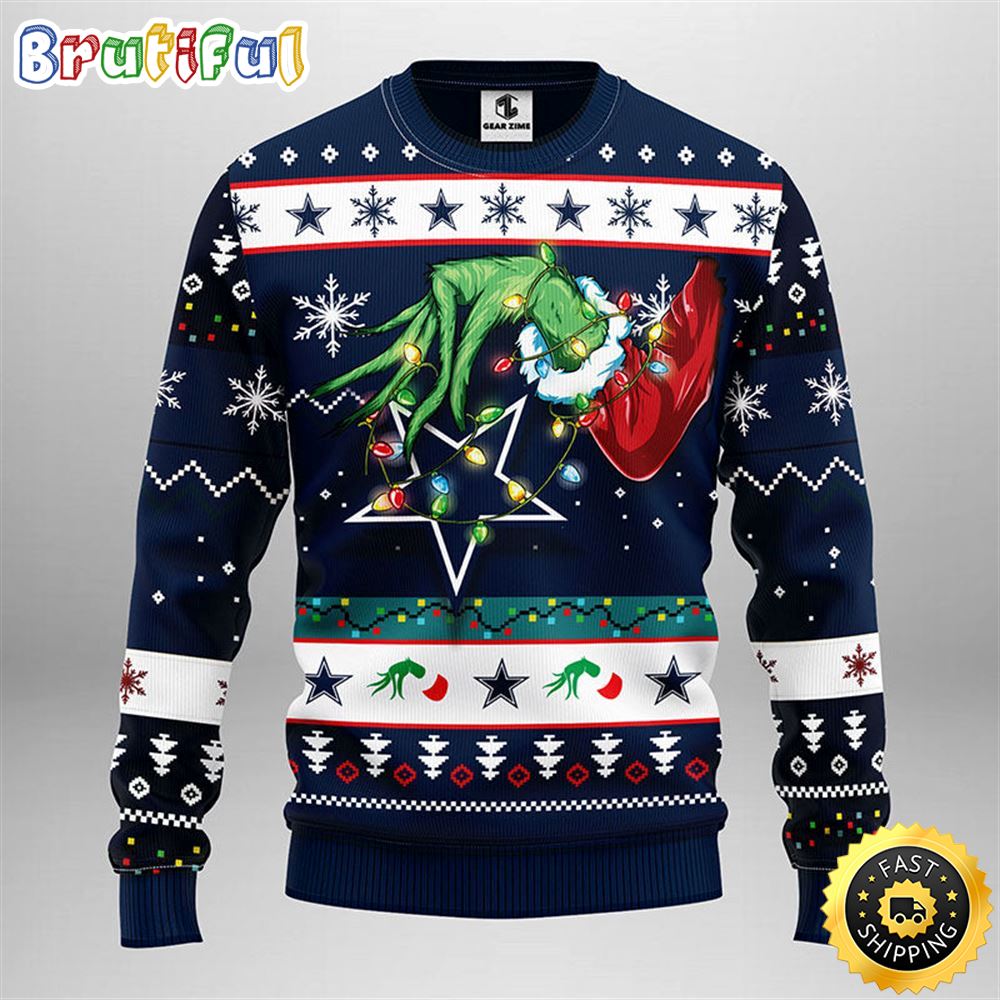 Dallas Cowboys Christmas Ugly Sweater Grinch Show Your Team Spirit 1 cq3zzf