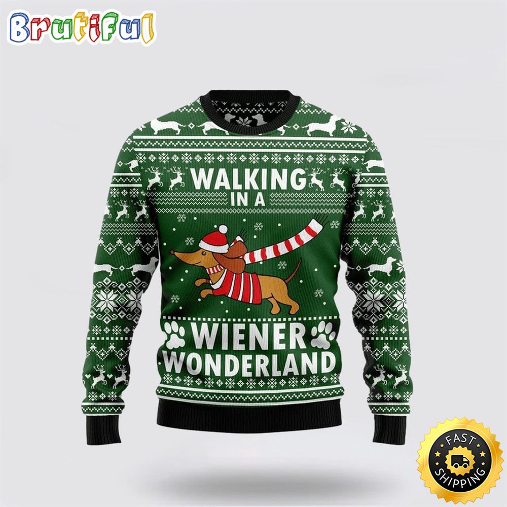 Dog Lover Walking In A Wiener Wonderland Funny Ugly Christmas Sweater Show Your Love For Your Furry Friend 1 vpx5eq