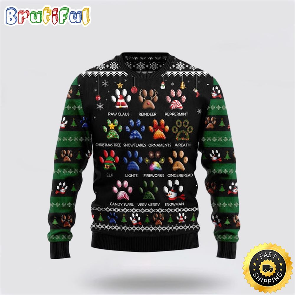 Dog Pawprint Ugly Christmas Sweater Show Your Love For Your Furry Friend 1 s2jt2g