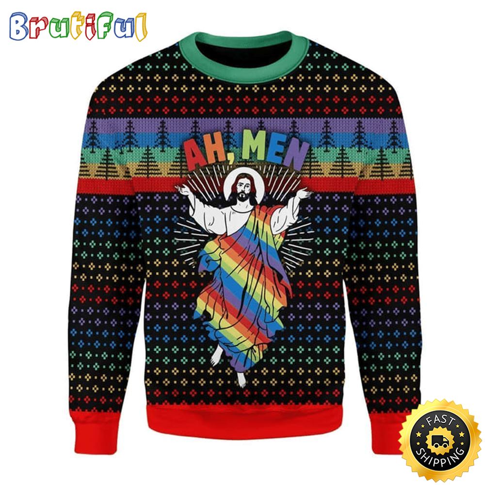 Funny Jesus Lgbt Ugly Christmas Sweater Gifts For Christian Families 1 suiduh