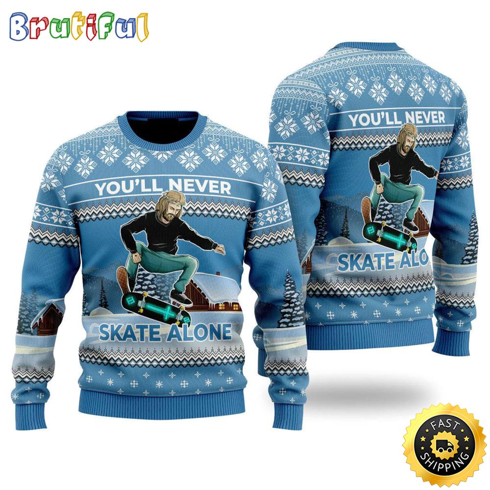 Funny Jesus Skateboarding Ugly Christmas Sweater Gifts For Christian Families 1 eo80b6