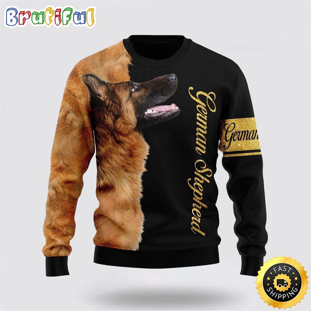 German Shepherd Half Cool Ugly Christmas Sweater Show Your Love For Your Furry Friend 1 gu6o8g