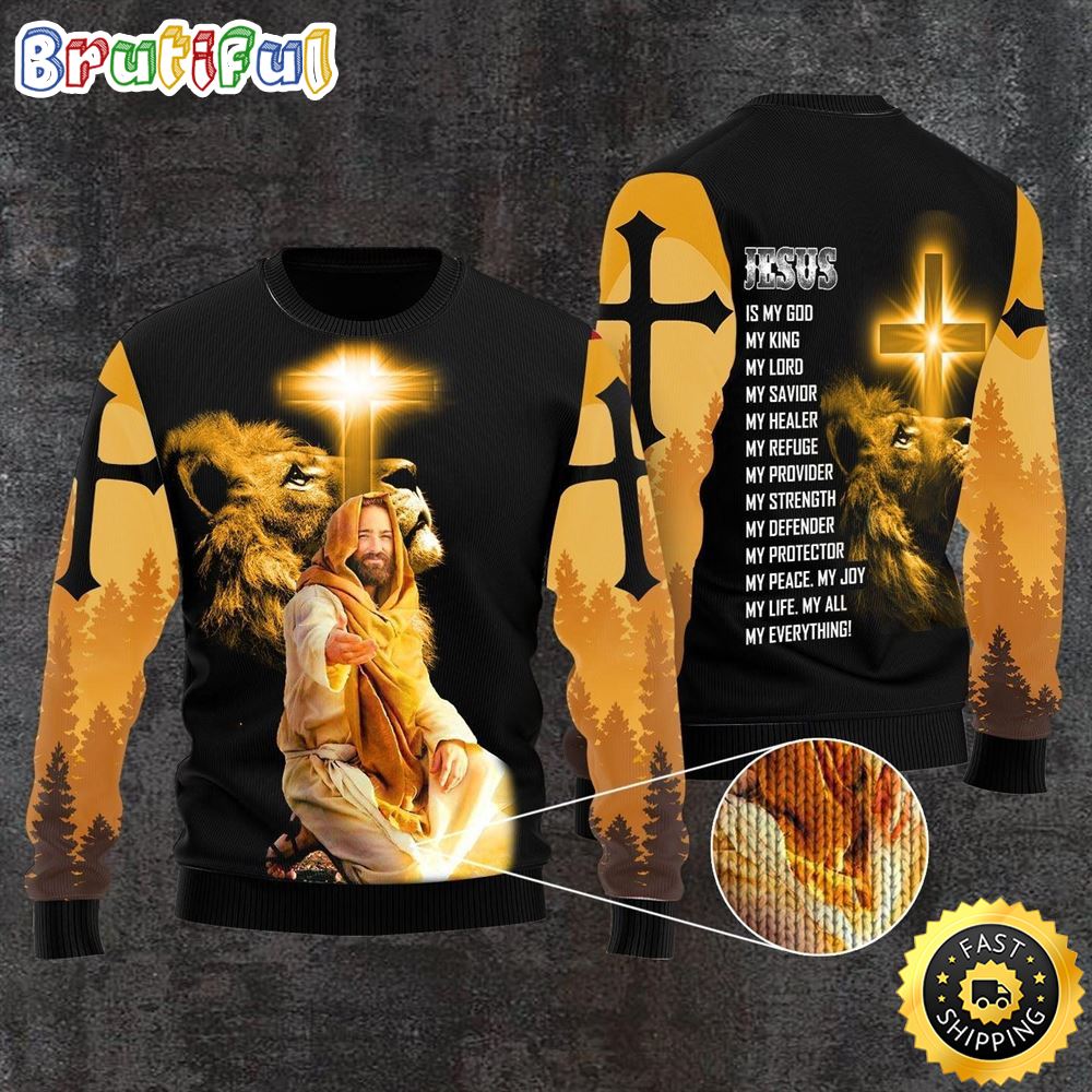 God Jesus Is My Everything Ugly Christmas Sweater Gifts For Christian Families 1 agr256