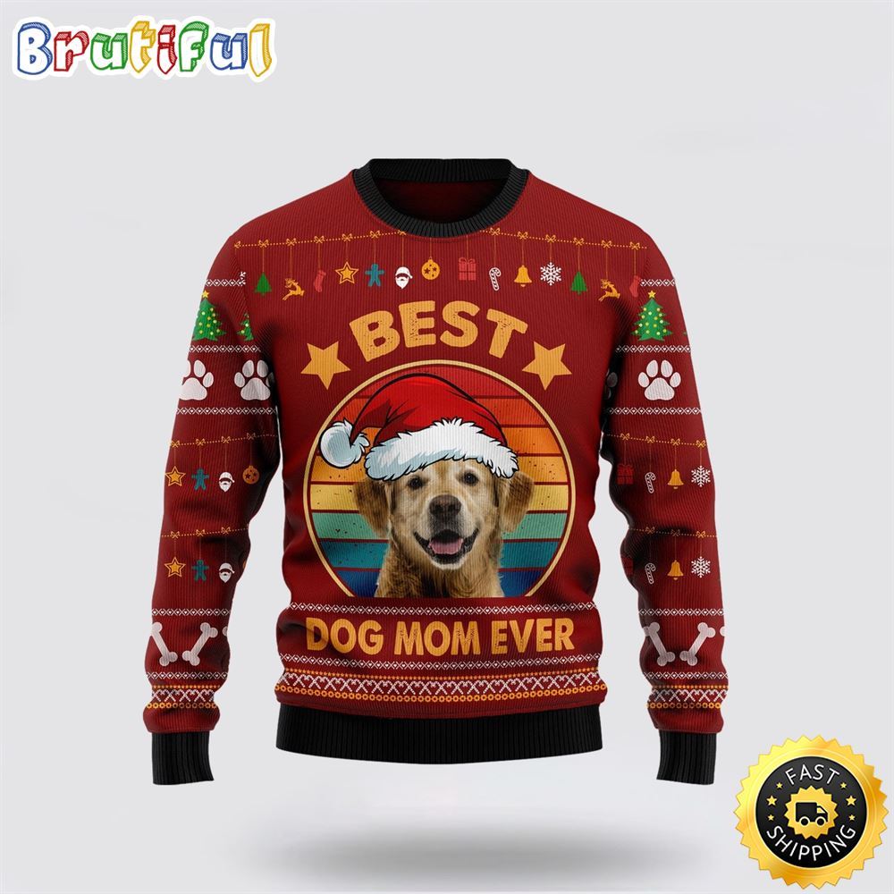Golden Retriever Best Dog Mom Ever Ugly Christmas Sweater Show Your Love For Your Furry Friend 1 agcfih