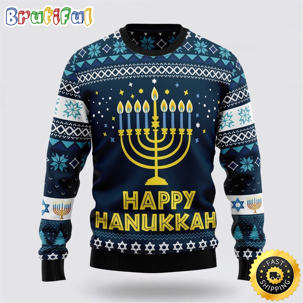 Happy Hanukkah Ugly Christmas Sweater Christmas Gift For That Everyone Will Love 1 cktm9h