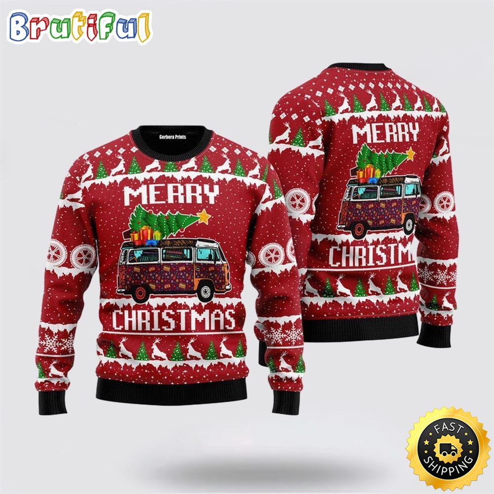 Hippie Car Merry Christmas Ugly Christmas Sweater Christmas Gift For That Everyone Will Love 1 iscfdf