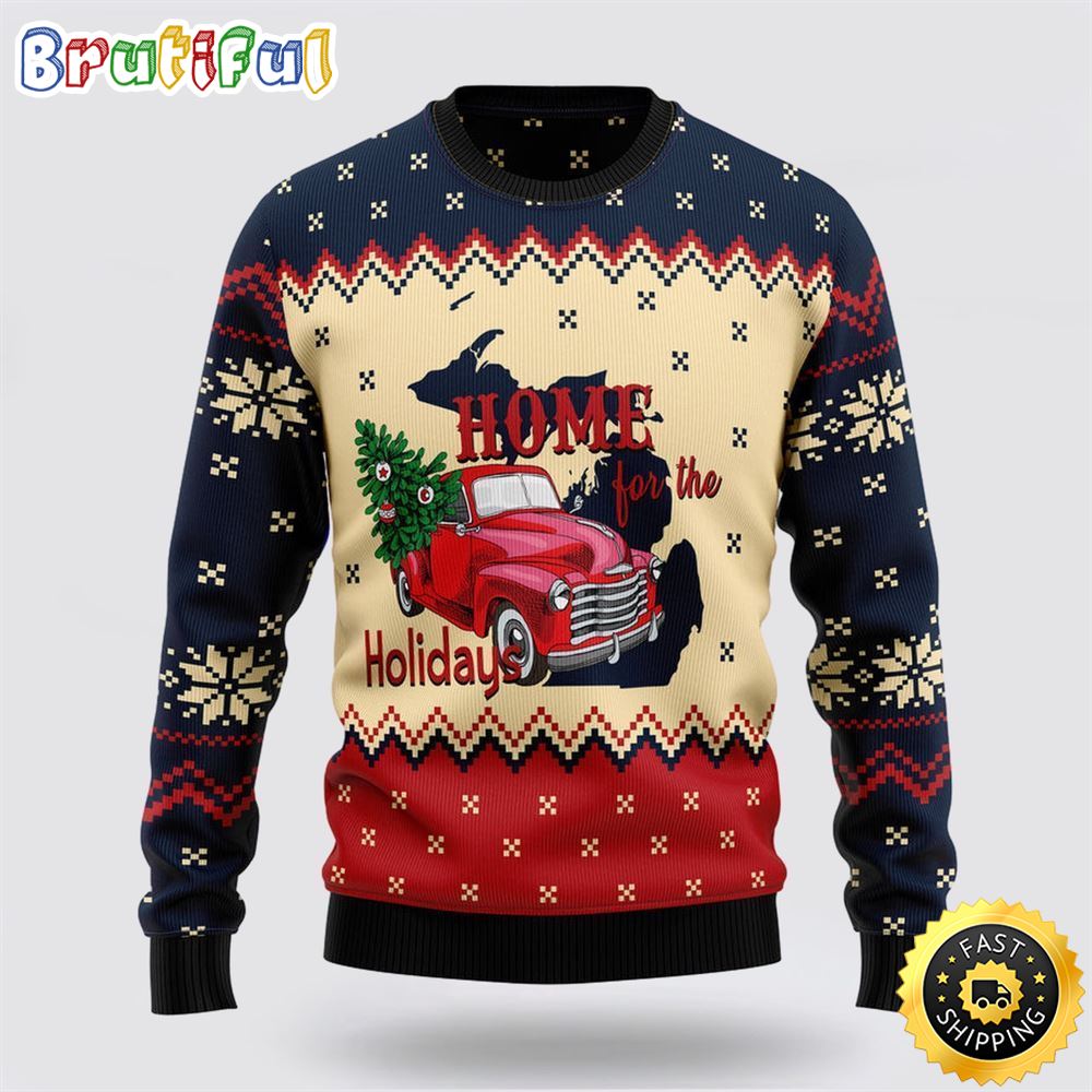 Home For The Holidays Michigan Ugly Christmas Sweater Christmas Gift For That Everyone Will Love 1 xm7h2z