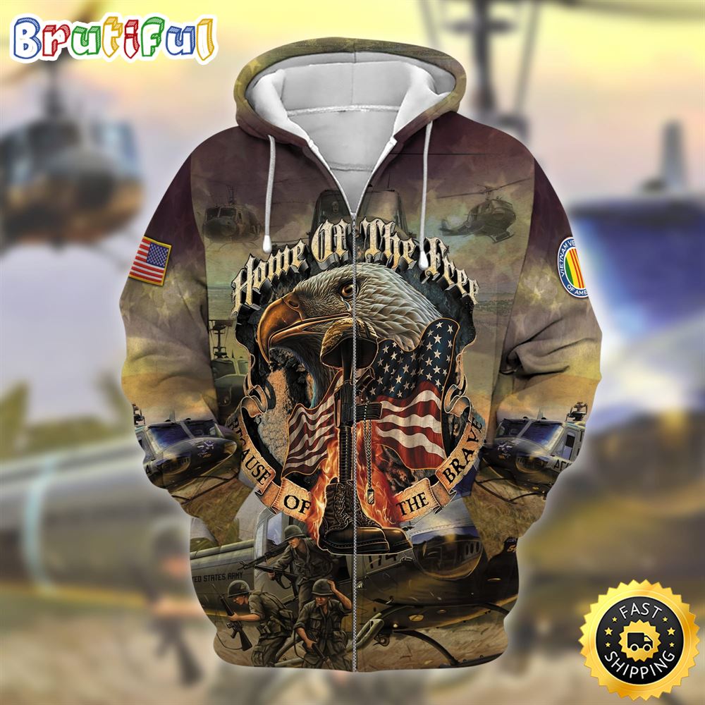 Home Of The Free Because Of The Brave Zip Hoodie 1 yr1qn7