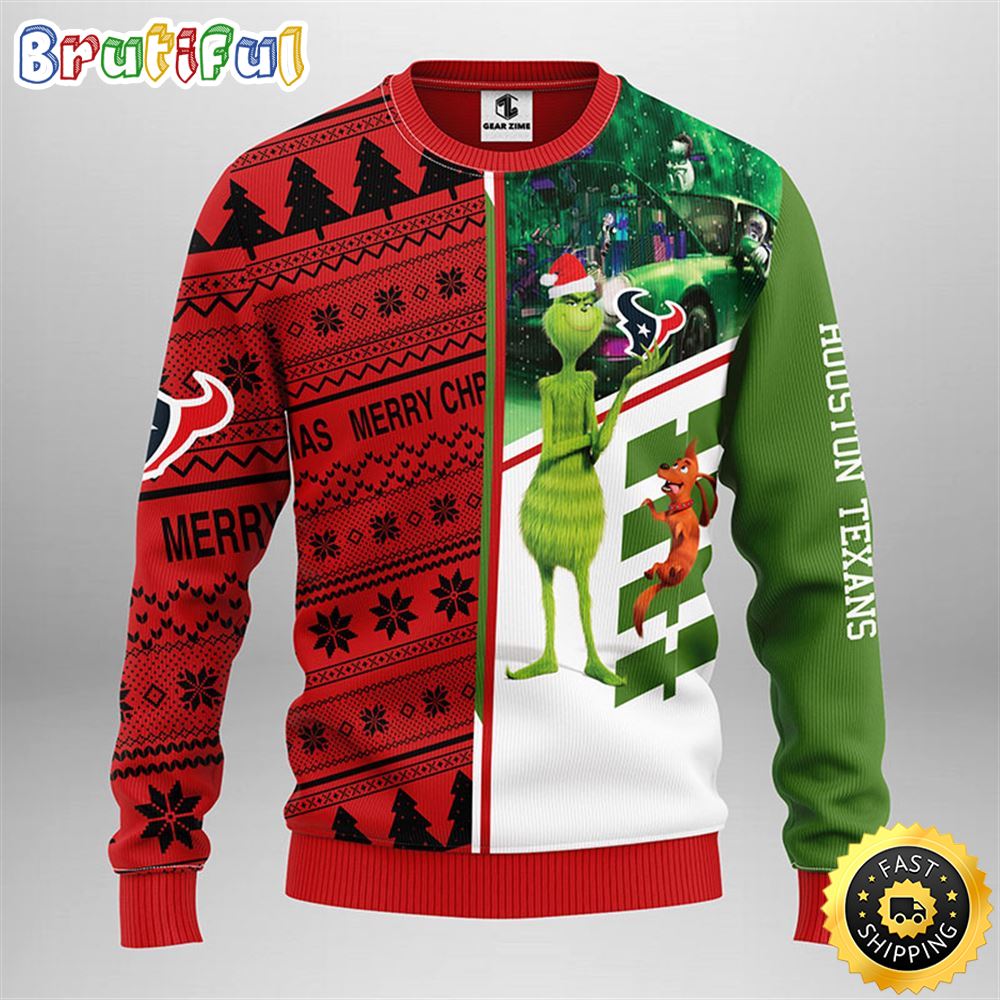 Houston Texans Christmas Ugly Sweater Grinch And Scooby Doo Show Your Team Spirit 1 nrufum
