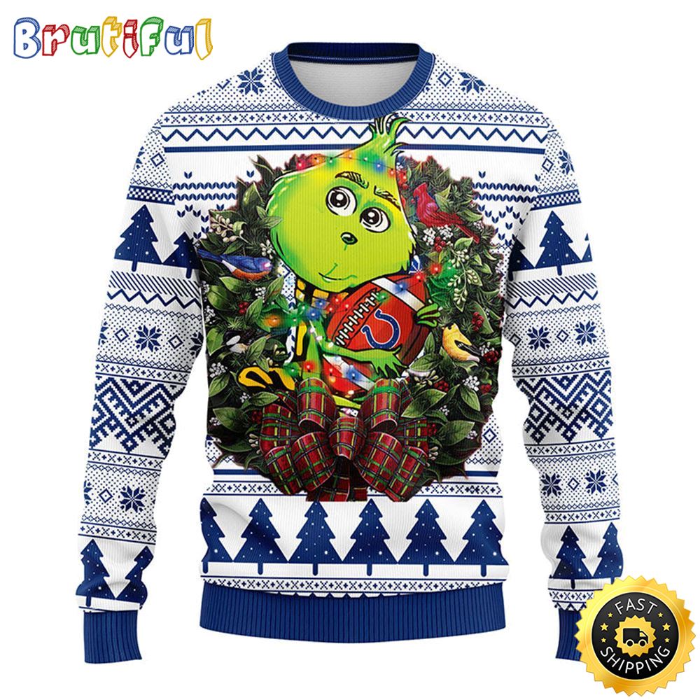 Indianapolis Colts Christmas Ugly Sweater Grinch Hug Xmas Day Show Your Team Spirit 1 zuwgue