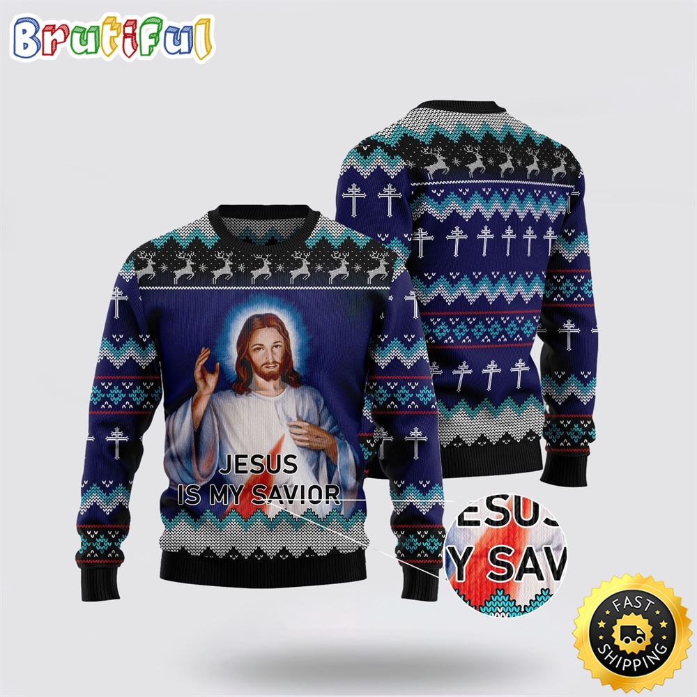 Jesus Is My Savior Ugly Christmas Sweater Gifts For Christian Men And Women 1 ncc14d