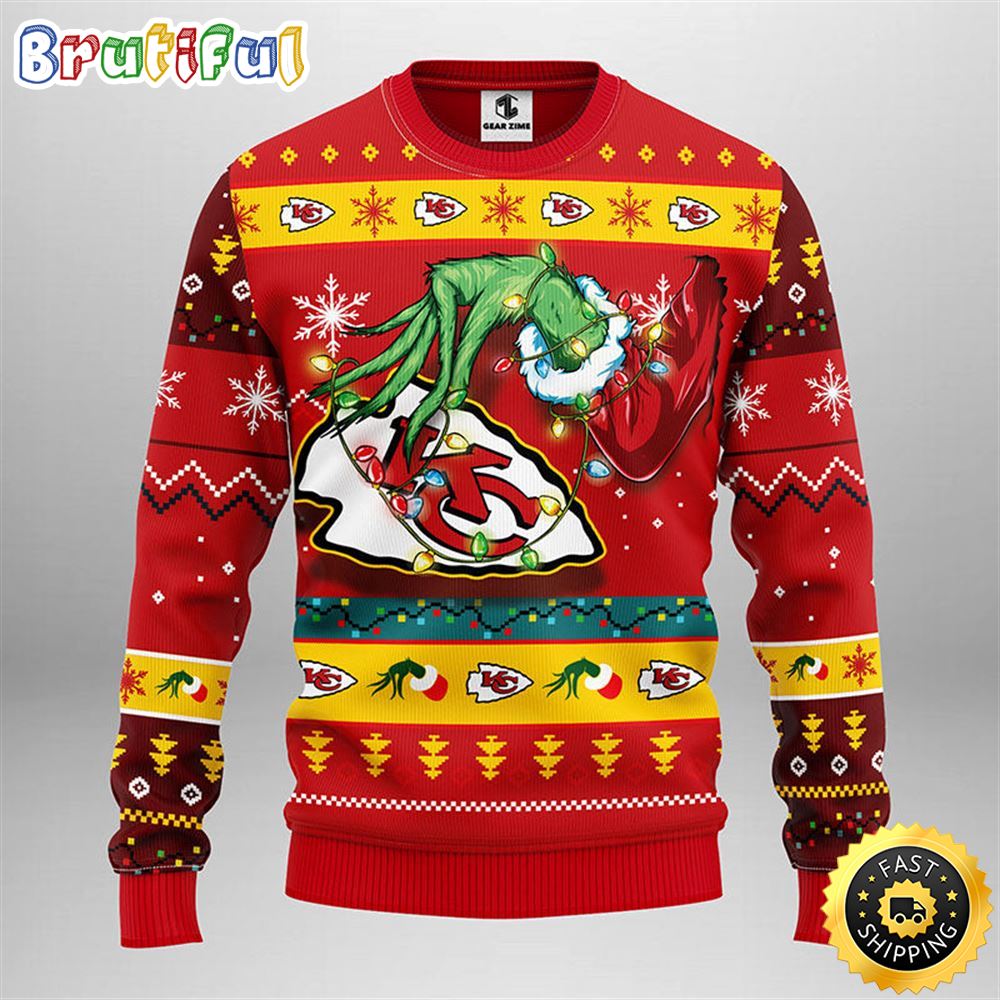 Kansas City Chiefs Christmas Ugly Sweater Grinch Show Your Team Spirit 1 ravxlw
