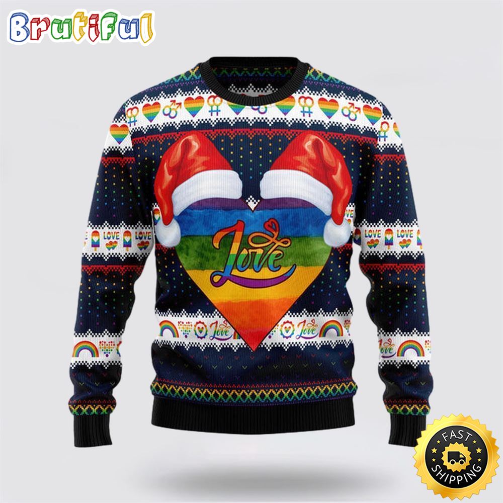 LGBT Heart Ugly Christmas Sweater Christmas Gift For That Everyone Will Love 1 mm6xo3