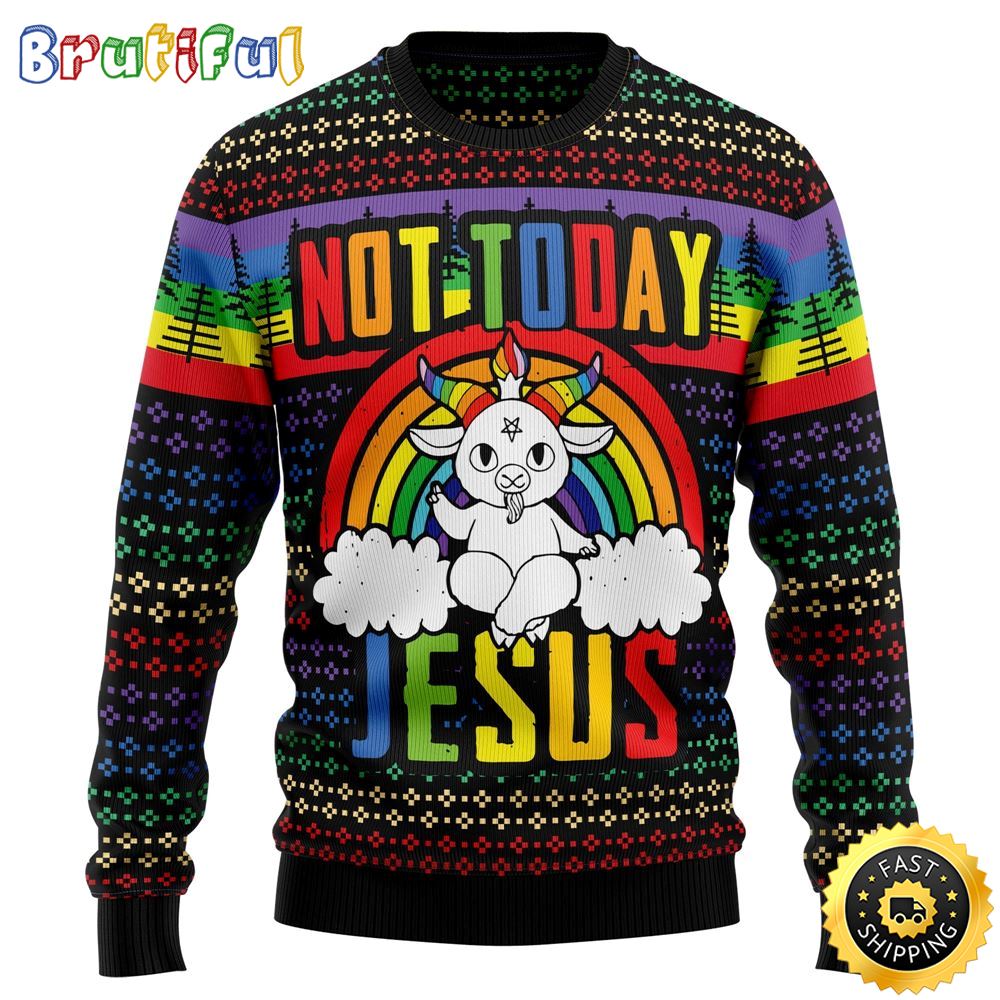 Lgbt Not Today Jesus Ugly Christmas Sweater Gifts For Christian Families 1 oshscu