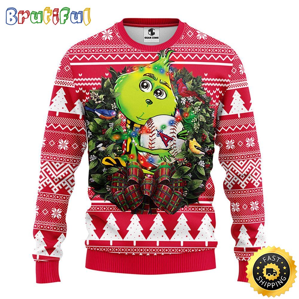 Los Angeles Angels Christmas Ugly Sweater Grinch Hug Xmas Day Show Your Team Spirit 1 qccg3s