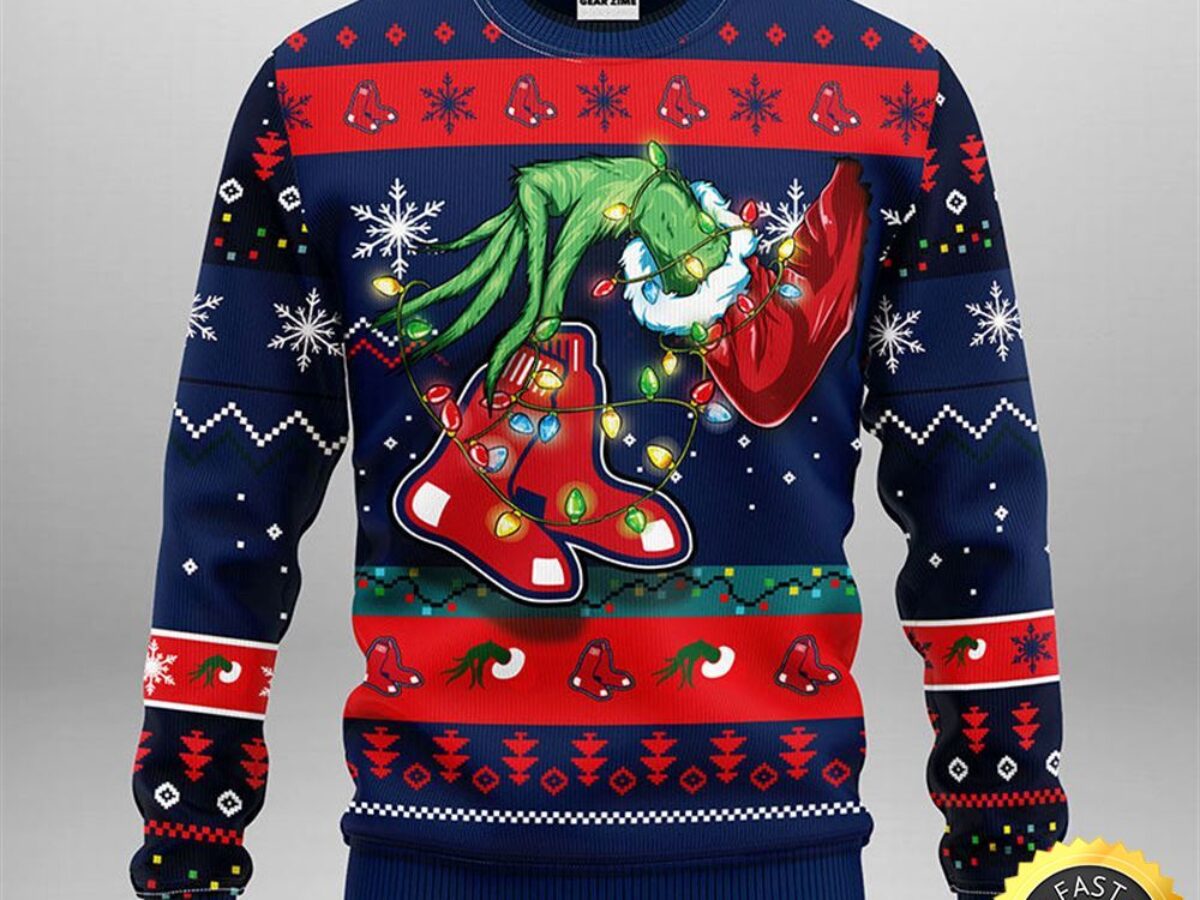 MLB Boston Red Sox Christmas Ugly Sweater Grinch Gift For Baseball