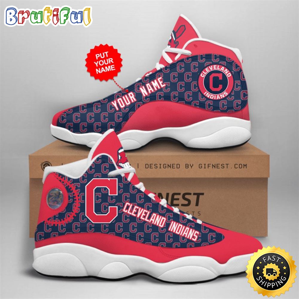 MLB Cleveland Indians Custom Name Air Jordan 13 Shoes V1 giesph