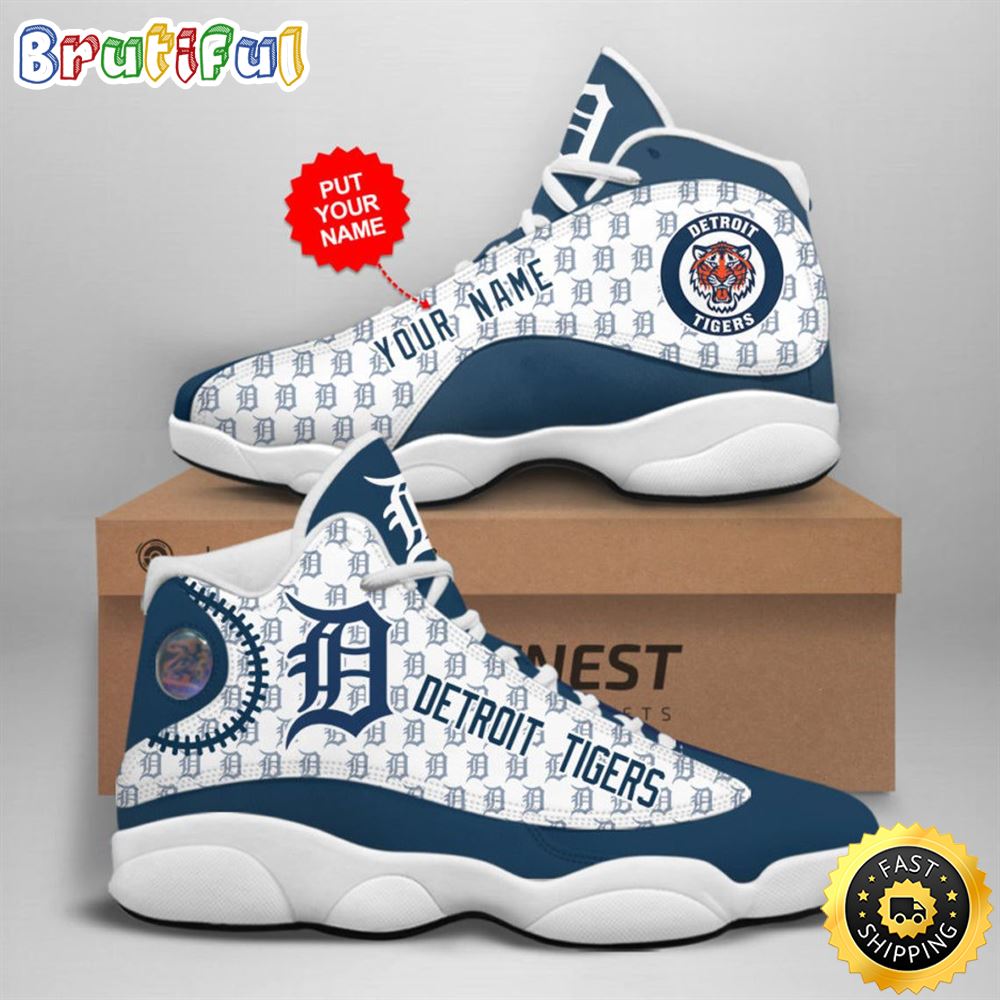 MLB Detroit Tigers Custom Name Air Jordan 13 Shoes V2 upgf01