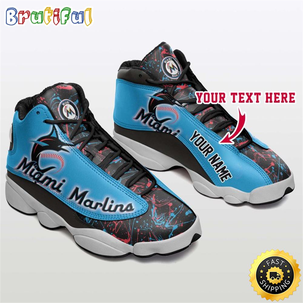 MLB Miami Marlins Custom Name Air Jordan 13 Shoes V1 xn4o92
