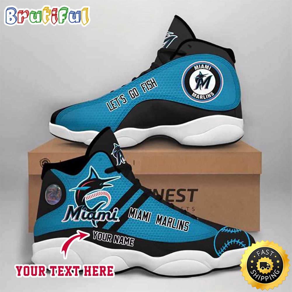 MLB Miami Marlins Custom Name Air Jordan 13 Shoes V3 fuww9d
