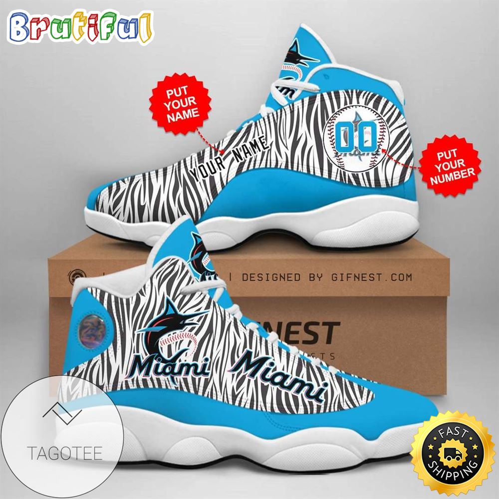 MLB Miami Marlins Custom Name Number Air Jordan 13 Shoes V4 mq4jeq