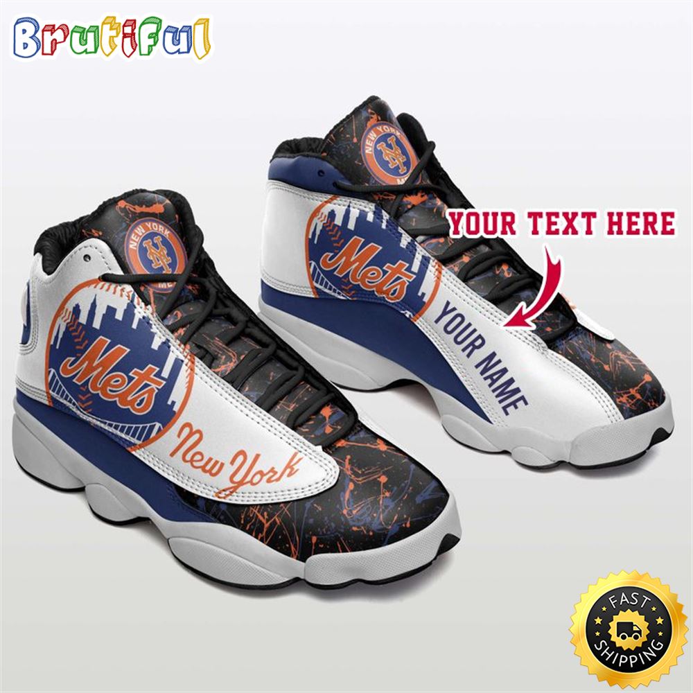 MLB New York Mets Custom Name Air Jordan 13 Shoes V4 ijffok