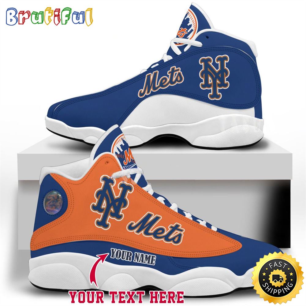 MLB New York Mets Custom Name Air Jordan 13 Shoes V6 frsxhn