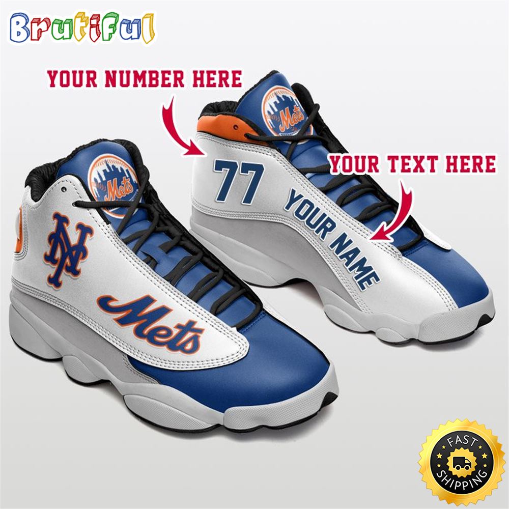MLB New York Mets Custom Name Number Air Jordan 13 Shoes V5 q1xwmr