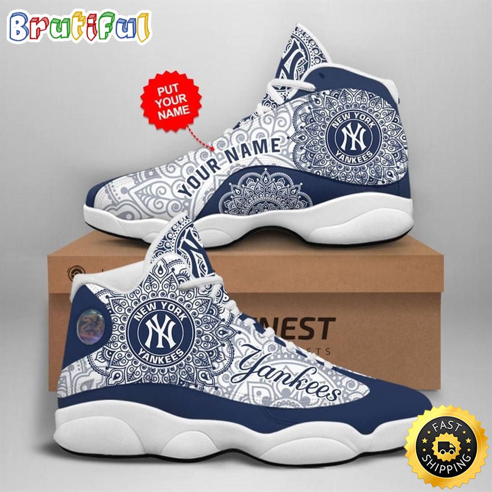 MLB New York Yankees Custom Name Air Jordan 13 Shoes V12 y9ln94