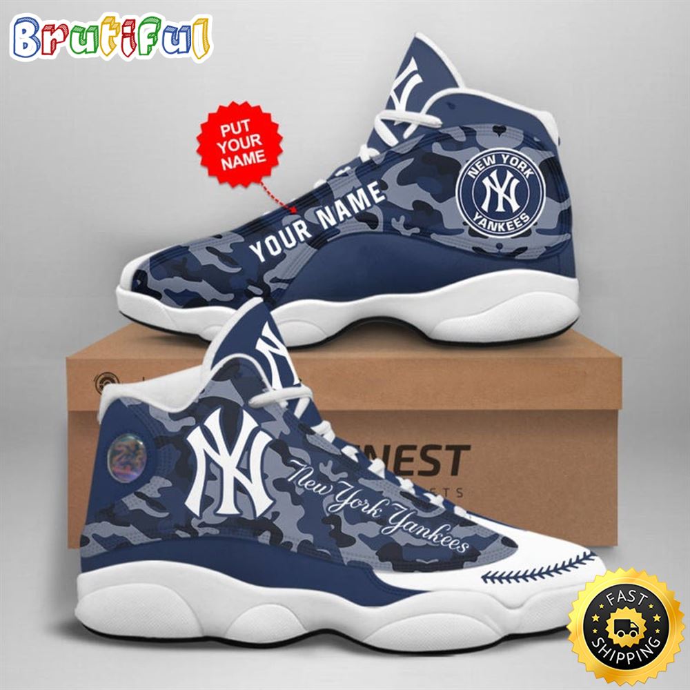 MLB New York Yankees Custom Name Air Jordan 13 Shoes V16 ozfdn7