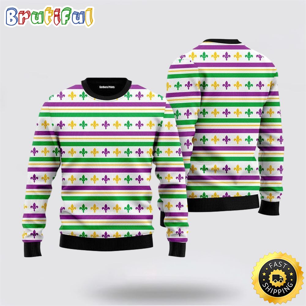 Mardi Gras Striped Seamless Ugly Christmas Sweater Christmas Gift For That Everyone Will Love 1 q2xj3p