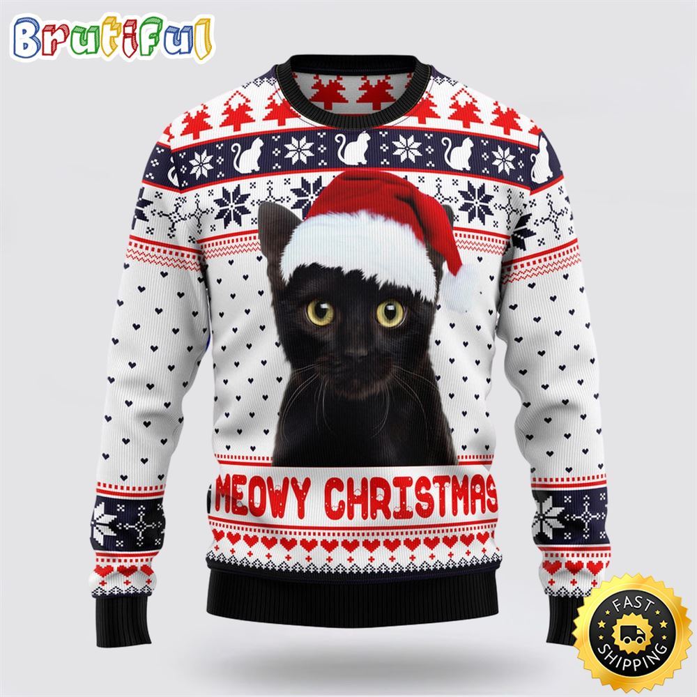 Meowy Christmas Ugly Christmas Sweater Perfect Christmas Gift For Cat Lover 1 zukrz8