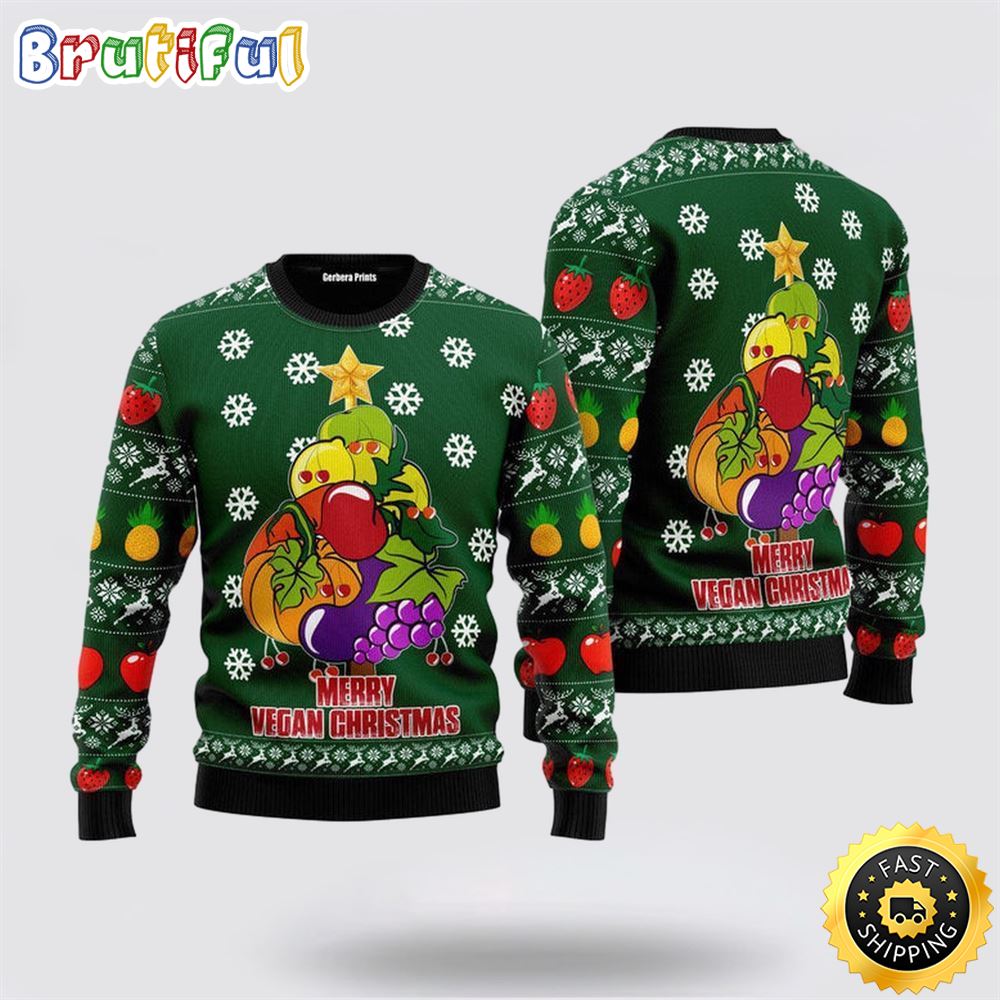 Merry Vegan Ugly Christmas Sweater Christmas Gift For That Everyone Will Love 1 odhtte