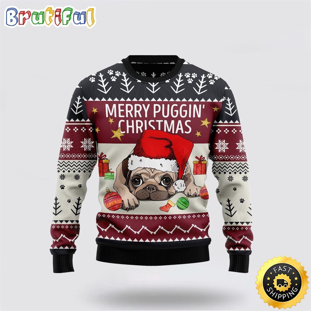 Merry puggin Christmas Ugly Christmas Sweater Show Off Your Furry Friends Personality 1 tcbu8m